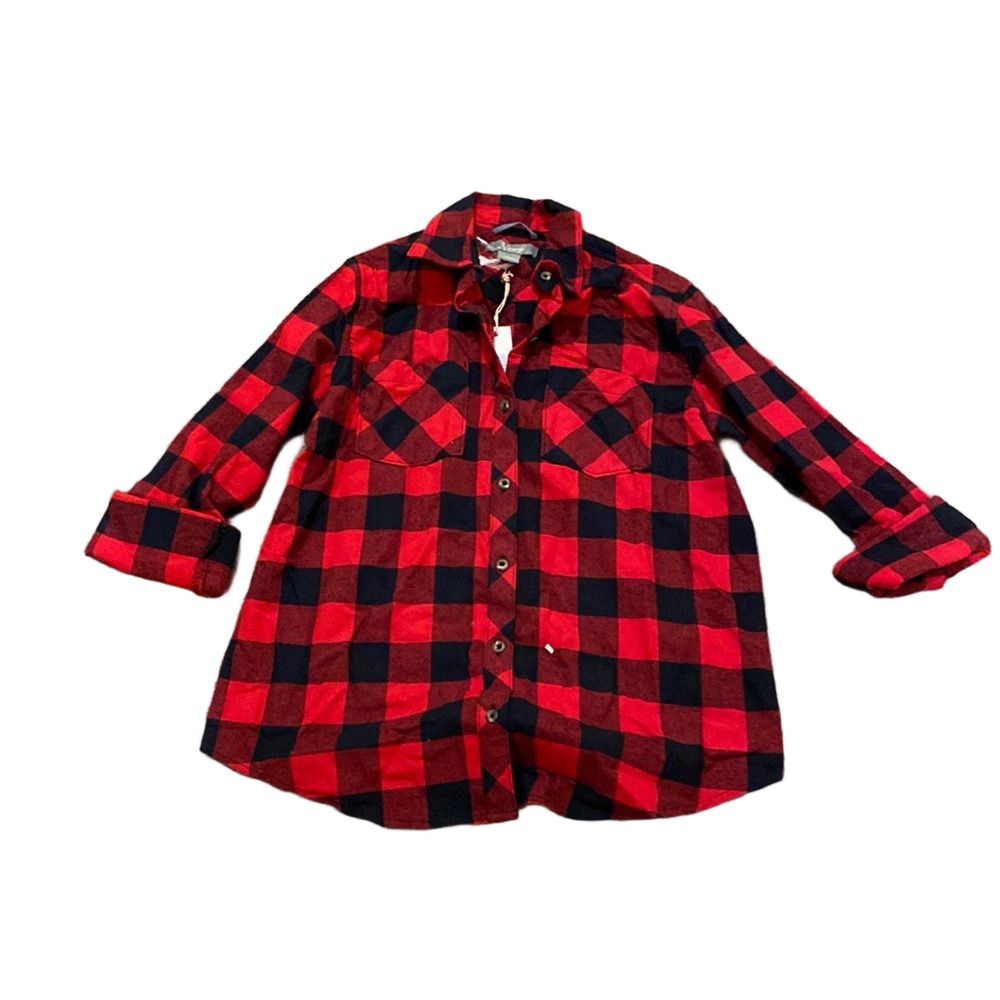 Natural Reflections Red Black Plaid Flannel Shirt NWT SIZE S Button Down